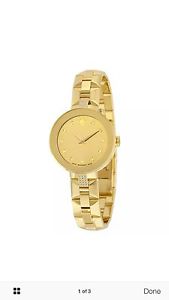 Movado Sapphire Yellow Mirror Diamond Dial Ladies Watch 0606817 MSRP $2595