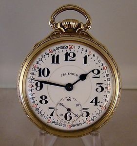 ILLINOIS BUNN SPECIAL 21j 161A ELINVAR 14k GREEN GOLD FILLED OF RR POCKET WATCH