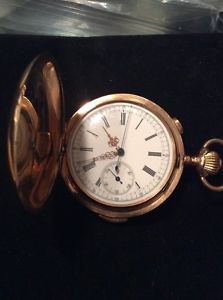 Gentlemans 14kt Gold 1/4 hour Reapeating Pocket Watch w/stop Timer