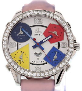 Homme Jacob & Co. Cinq Heure Zones avec Diamants Biseau & Bracelet Rose