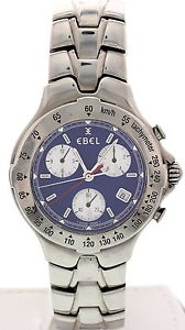 Homme Acier Inoxydable Ebel Sportwave Bleu Chronographe E9251641