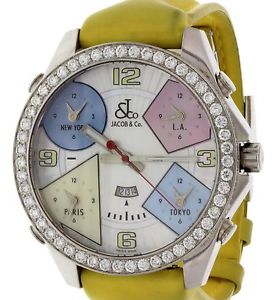 Homme Jacob & Co. Cinq Heure Zones MOP avec Diamants Biseau