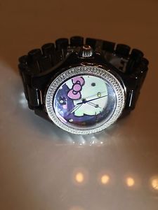 Hello Kitty Sanrio Black Ceramic 1.00CTW Diamond Ladies Watch