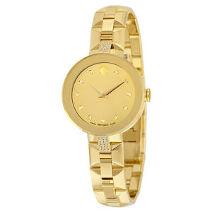 Movado Sapphire Yellow Mirror Diamond Dial Ladies Watch 0606817