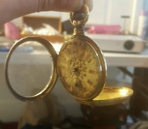 Vintage 18k Gold  A W W Co Waltham Mass pocket watch no reserve FOR REPAIR ONLY