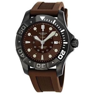 Victorinox 241562 Mens Brown Dial Analog Automatic Watch with Rubber Strap