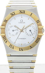 Hombres Omega Constellation Day/Fecha Cronógrafo 18k Oro Amarillo & SS