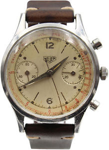 Vintage Selten Heuer Pre-Carerra Chrono Pulsmesser 3336 Rund 1960s