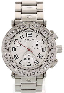 Homme Acier Inoxydable Philippe Charriol Colvmbvs CC38SS w/ Diamants