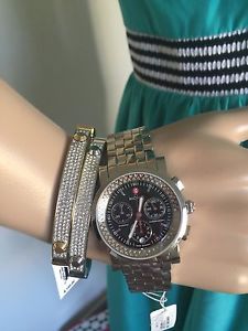 NWT MICHELE Sport Sail - Diamond Black Dial Watch MWW01C000012