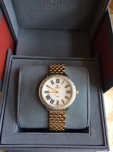 MICHELE SEREIN 16 2 TONE SS/YG MOP DIAMOND WATCH on GOLD BRACELET MW21B01C5025