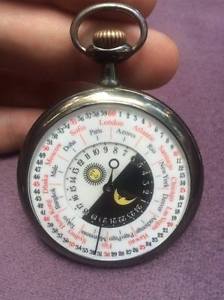 VINTAGE ANTIQUE 24 HOURS WORLDTIME  POCKET WATCH AMAZING CONDITION