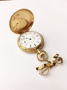 Authentic Vintage Elgin 14k Solid Gold Pocket Watch With Gold Pin