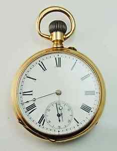18k Gold Engine Turned Swiss 17 Lignes OF Case Ancre 15 Rubis Ligne Droite