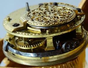 MUSEUM 18th C Verge Fusee Data Watch, Chinese Qing Dynasty gild bronze Fu Dog