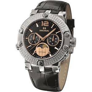 SECULUS WOMEN'S EMIRETTE 37MM LEATHER BAND QUARTZ WATCH 1690.5.706 LB SSST BR