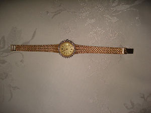 Vtg Lucien Piccard Women's 14Karat Gold Diamond 17 Jewels Swiss Mechanical Watch