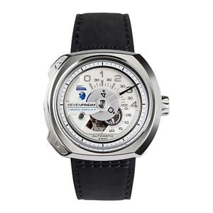 SEVEN FRIDAY MEN'S V-SERIES 50MM LEATHER BAND STEEL CASE AUTOMATIC WATCH V1-01