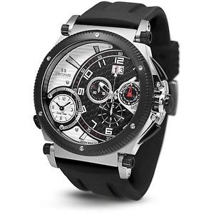 SECULUS MEN'S FAUSTO 57MM SILICONE BAND QUARTZ WATCH 4500.2.504B SIL SSB BW