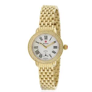 MICHELE WOMEN'S GOLD TONE STEEL BRACELET & CASE QUARTZ WATCH MWW21E000013
