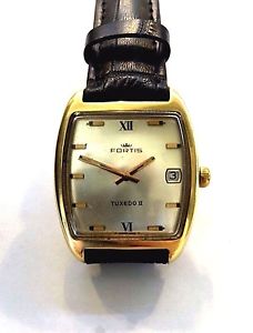(VERY  RARE) 18K SOLID YELLOW GOLD FORTIS TUXEDO II  AUTOMATIC USED MENS  WATCH