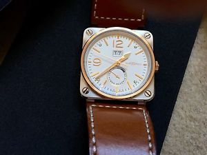BELL & ROSS BR 03 90 STEEL & ROSE GOLD WITH POWER RESERVE DIAL,MINT
