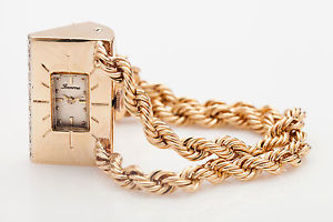 Vintage 1960s $15K Lucerne 14k Yellow Gold BOX Ladies 2ct VS G Diamond Watch 77g