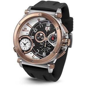 SECULUS MEN'S FAUSTO 57MM SILICONE BAND QUARTZ WATCH 4500.2.504B SIL SSR BW