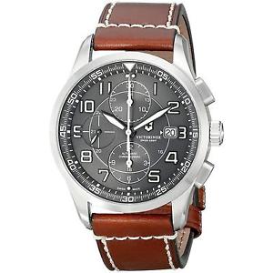 Swiss Army Air Boss Men's 42mm Chronograph Automatic Brown Calfskin Watch 241597