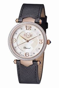 Gv2 by Gevril Women's 1001 Sassari Black Leather MOP Dial Watch