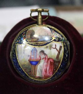 Rare Antique Enamel and Gold "Philippe Terrot" Pocket Watch