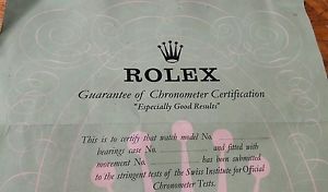 Warranty Rolex original 100% blanc garantie  RARE!! Whit guarantee Chronometer