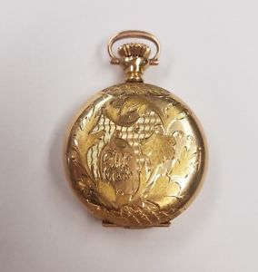 Waltham Pocket Watch~14KT GOLD~Hand Engraved~Good Condition