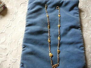 POCKET WATCH CHAIN WITH 22KT GOLD NUGGETS 18 INCHES NICE 28.5G