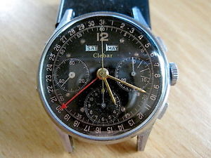 VINTAGE, CLEBAR 3 REGISTER, 3 DATE CHRONOGRAPH WRISTWATCH, V-72C, STLS./STL.