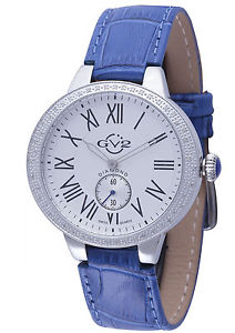 GV2 by Gevril Women's 9103 Astor Diamond Limited Edition Blue Leather Watch