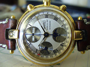 VERY RARE EBERHARD CHRONO TRIPLE CALENDAR MOON PHASE AUTOMATIC MEN'S WRISTWATCH