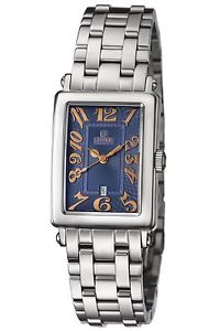 Gevril Women's 7043RB Mini Blue Dial Stainless Steel Date Wristwatch