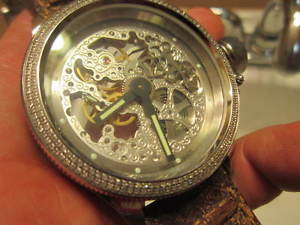 RARE SWISS MADE INVICTA RUSSIAN DIVER #3468 SKELETON UNITAS 6497 2 CARAT DIAMOND