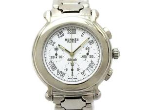 Authentic HERMES Kepler Chronograph Watch Stainless steel Men Automatic