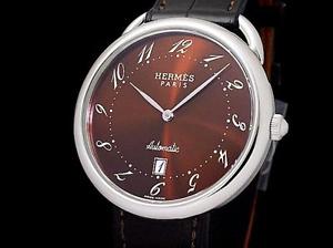 Auth HERMES Aruso AR4.810 SS Auto Men's Watch(27.11.12)