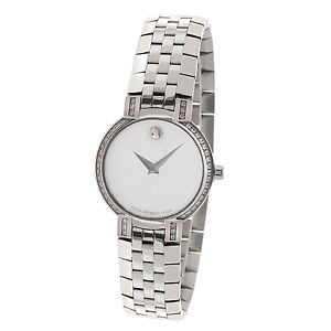 Movado Faceto Ladies Watch in Stainless Steel with Original Diamonds 84 A1 1845