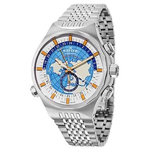 Edox 07002 3 C1 Mens Blue Dial Analog Automatic Watch with Stainless Steel Strap
