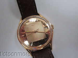 VINTAGE 18K ROSE GOLD MOVADO KINGMATIC "S" DATE 28j WATCH RARE TEXTURED DIAL