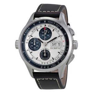 Hamilton H76566751 Mens Silver Dial Analog Automatic Watch with Leather Strap