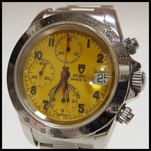 Tudor Chrono Time Prince Date 79280P Automatic Watch Excellent++ Japan Yellow