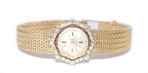 VINTAGE 1970's LADIES 14k GOLD & DIAMOND ZODIAC SWISS MADE MECHANICAL WRISTWATCH