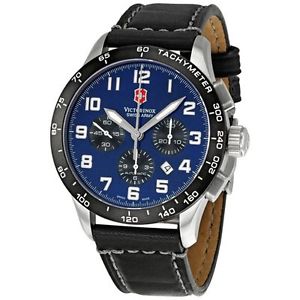 Victorinox 241188 Mens Blue Dial Analog Automatic Watch with Leather Strap