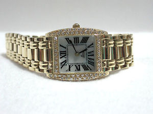 Vicence Square Case 4/10 cttw Diamond Panther Link Watch, 14K  Average