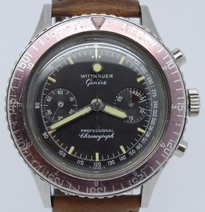 VINTAGE Wittnauer Professional 40mm Mens Steel Chronograph Watch = Great Dial =